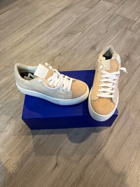 P448 Braided Thea leather and calf hair Sneaker New in box no lid